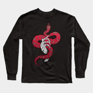 Red snake in skeleton hand Long Sleeve T-Shirt